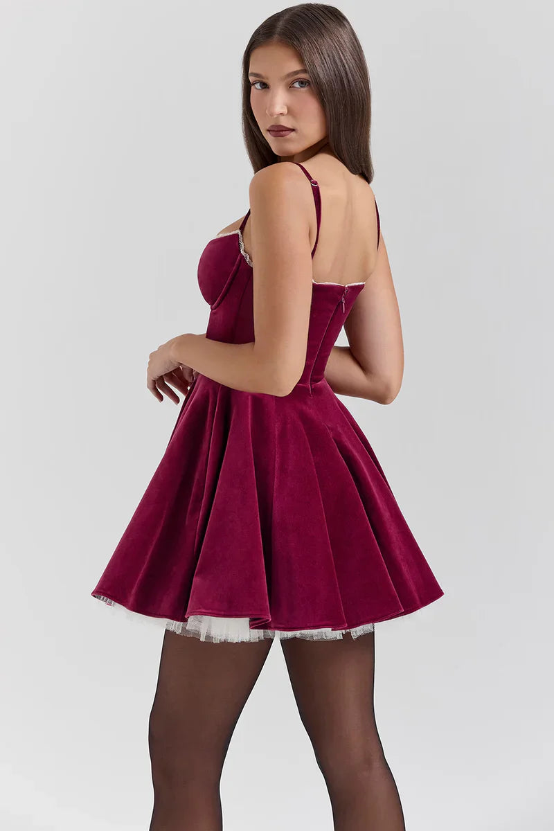 Burgundy Amalfi Corset Mini Dress