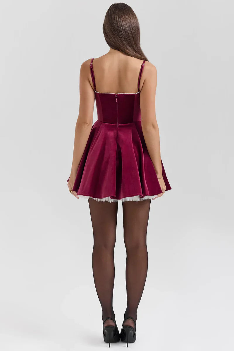 Burgundy Amalfi Corset Mini Dress