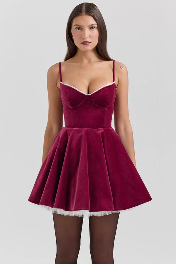 Burgundy Amalfi Corset Mini Dress