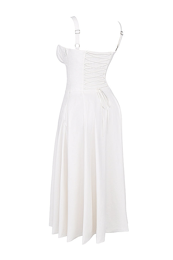 White Rosalind Corset Midi Dress