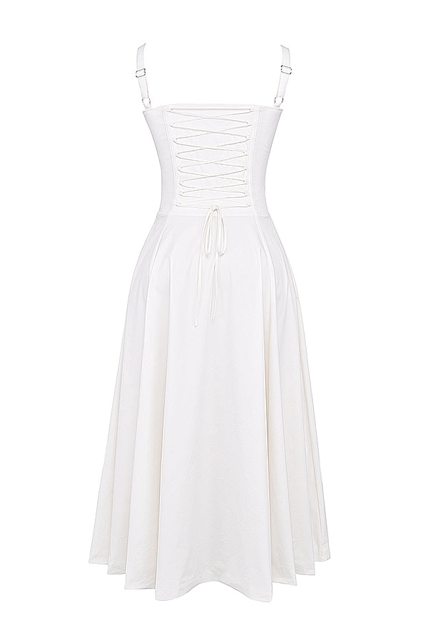 White Rosalind Corset Midi Dress