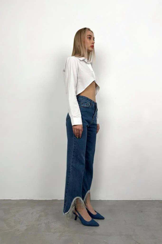 Soirée Beaded Hem Jeans