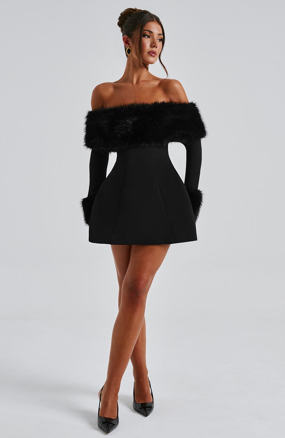 Midnight Luxe Feather Mini Dress