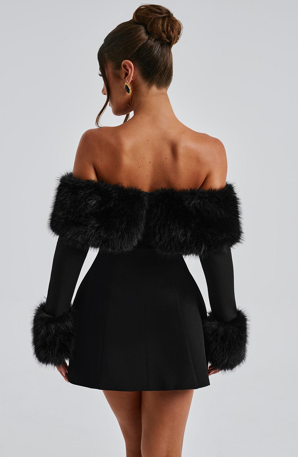 Midnight Luxe Feather Mini Dress