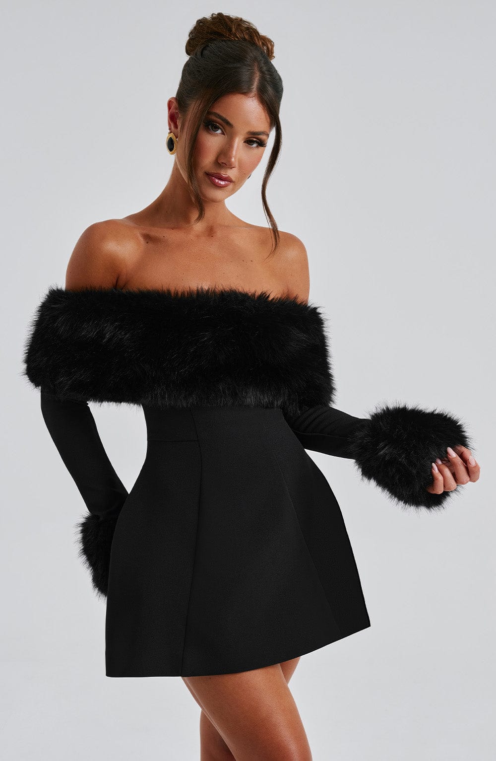 Midnight Luxe Feather Mini Dress