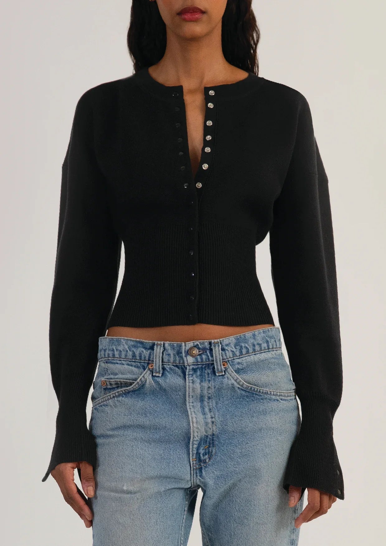 Aria Sculpted Snap Knit Cardigan