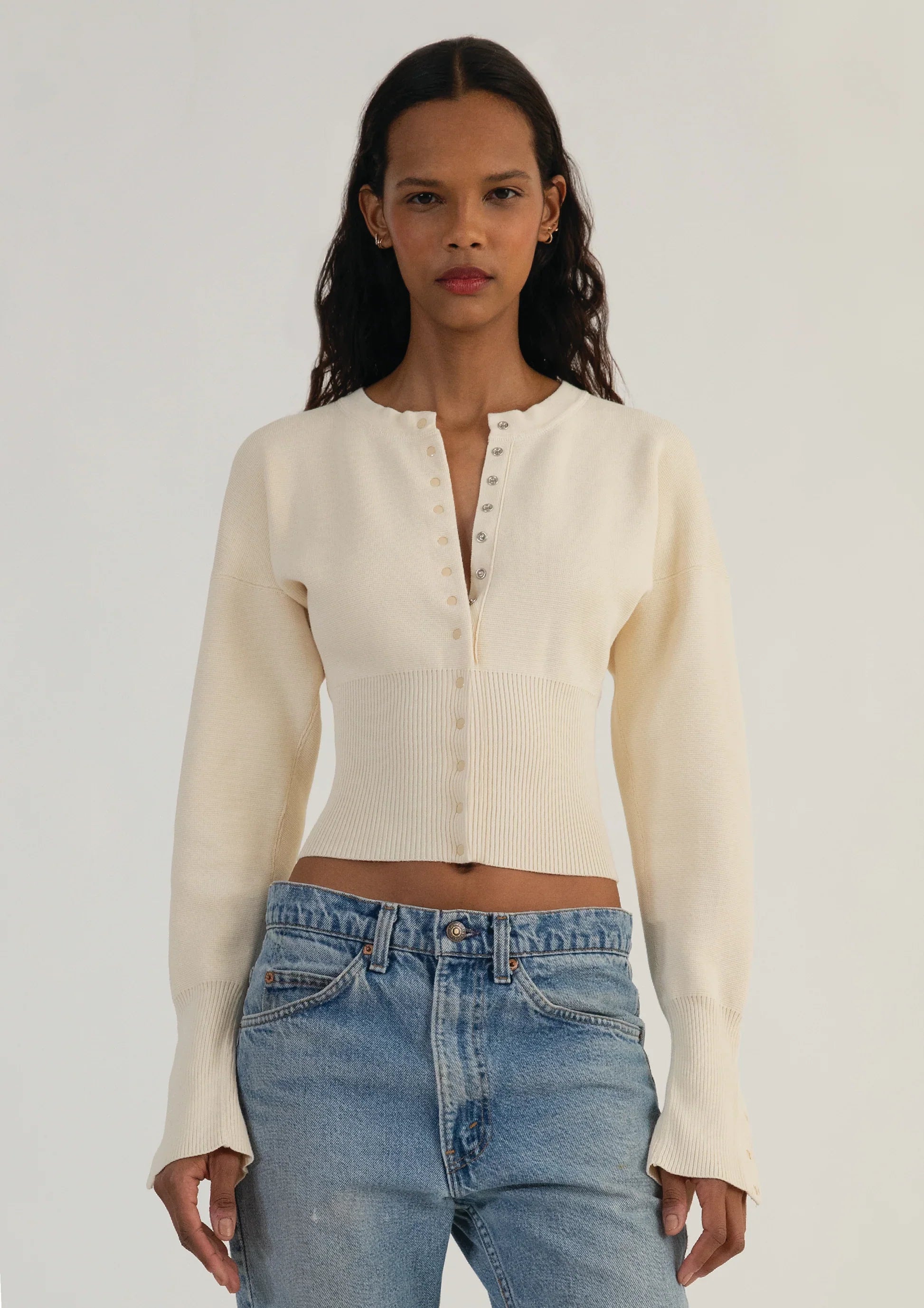 Aria Sculpted Snap Knit Cardigan