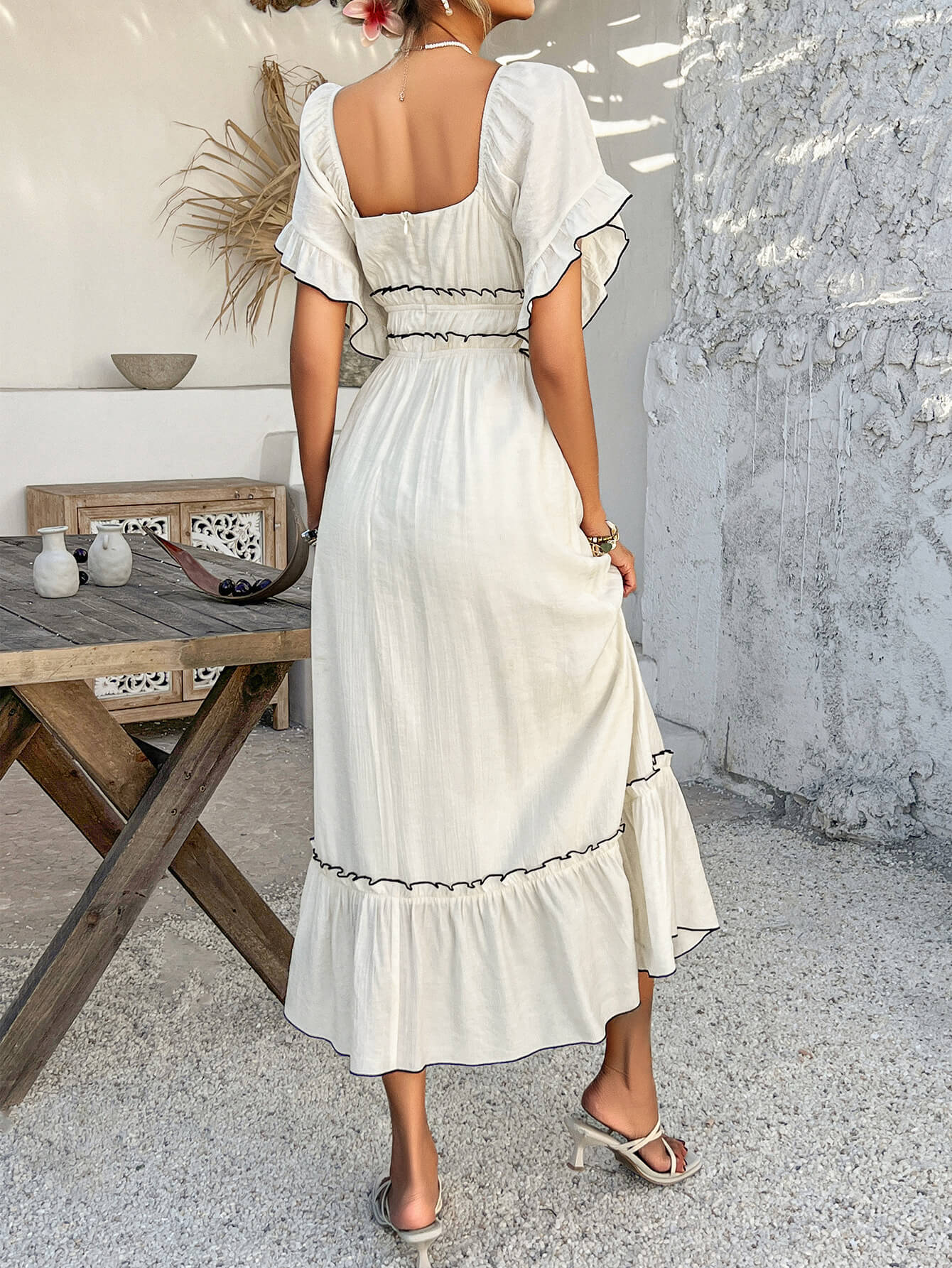 Isla Breeze Ruffle Midi Dress