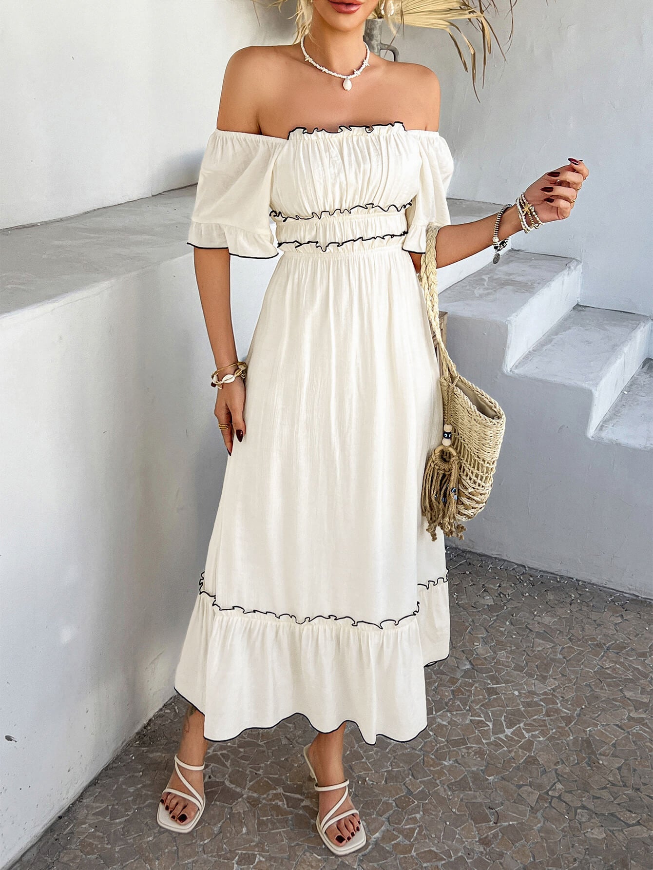Isla Breeze Ruffle Midi Dress
