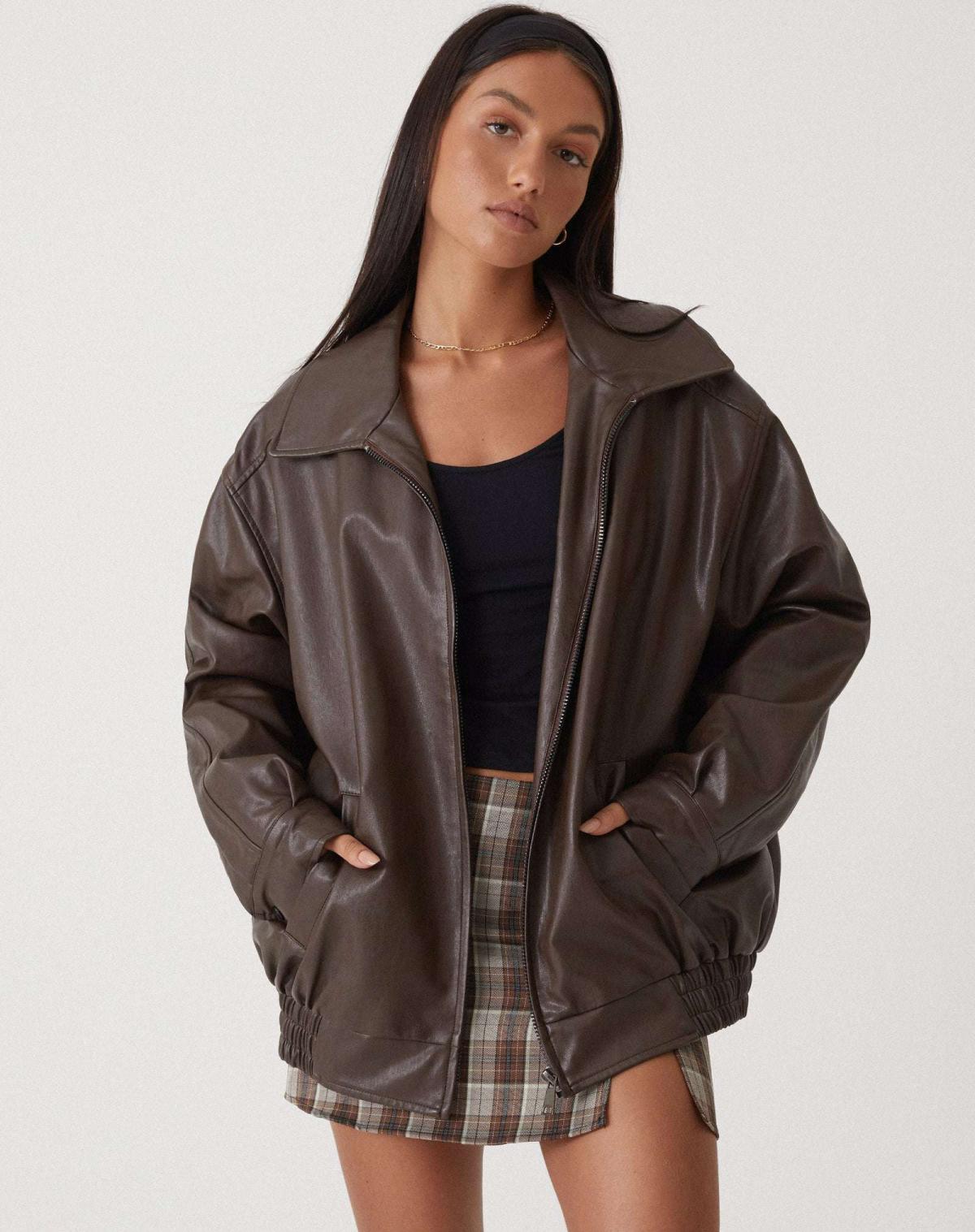 Harlin Oversized PU Zip Jacket