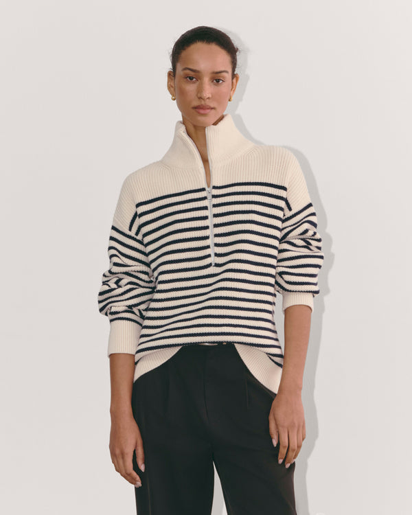 Striped Half-Zip Sweater