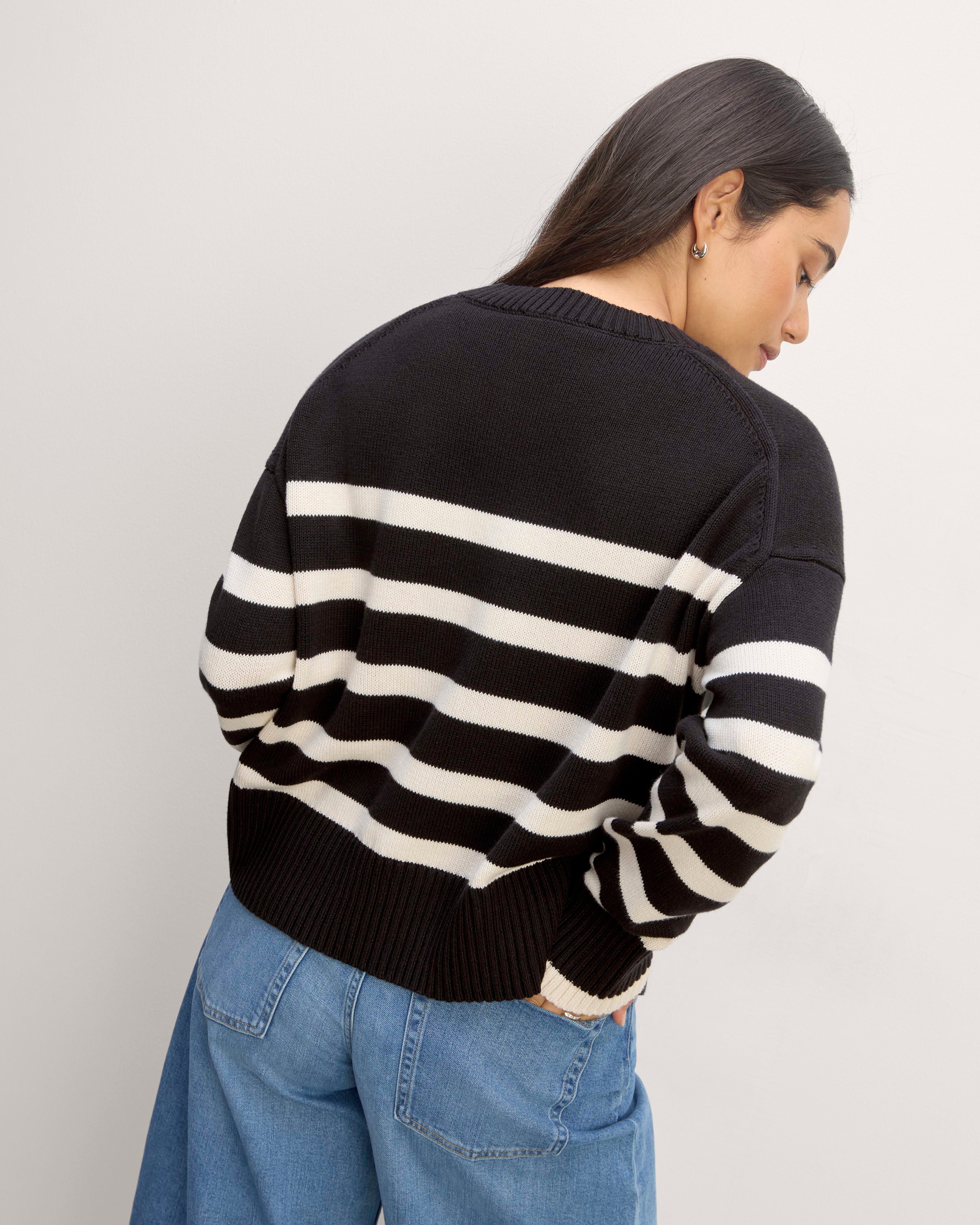 Reverse Striped Soft Crew Sweater