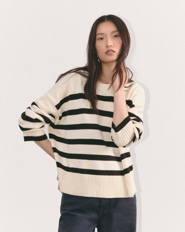 Striped Soft Crew Sweater